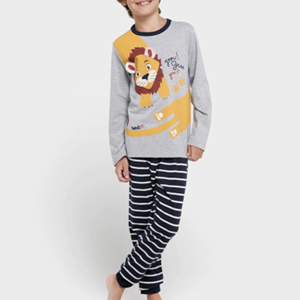 Pijama Infantil Longo Leão Cinza